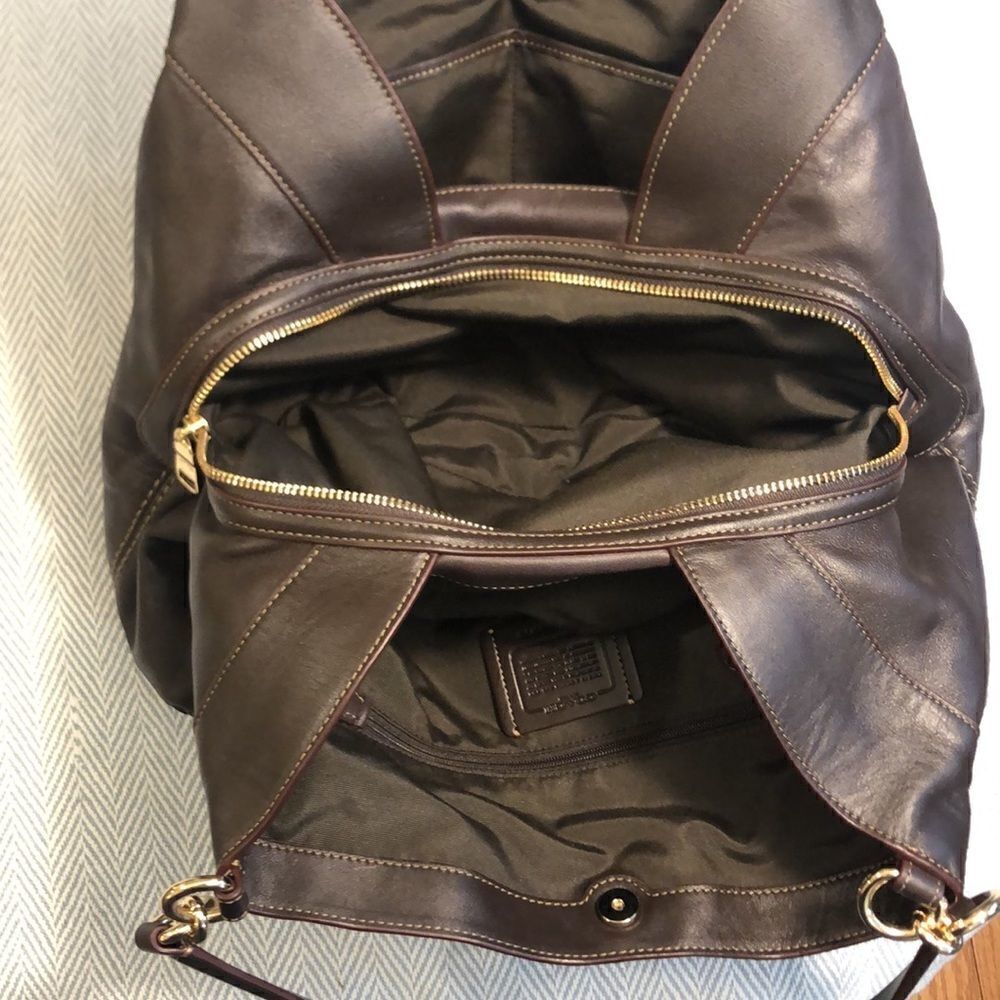 Coach LEXI Shoulder Bag Leather/Signature Jacquard 13" L X 10 3/4" H X 4" - Picture 7 of 12